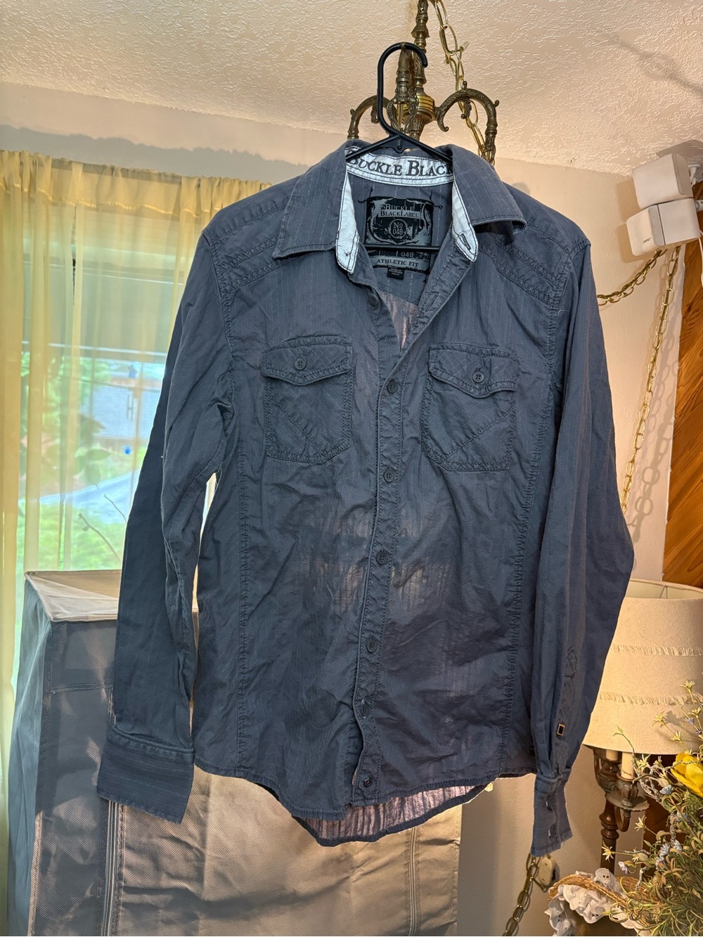 Black Label Gray Shirt with Cream Inner Collar